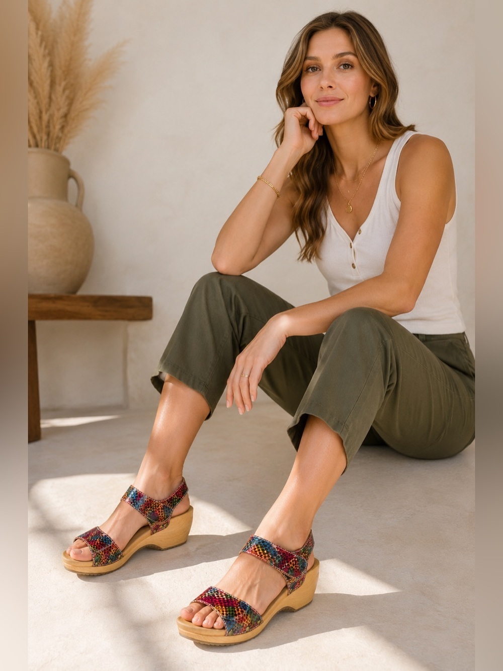 L'Artiste By Spring Step CHoko Size 9
Colorful Leather Ankle Strap Sandals
